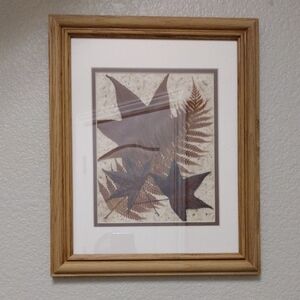 Vintage Handmade Fall Leaves Wall Art  Wooden Frame EUC